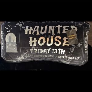 BIG Gothic Haunted House Decor Metallic Pillow